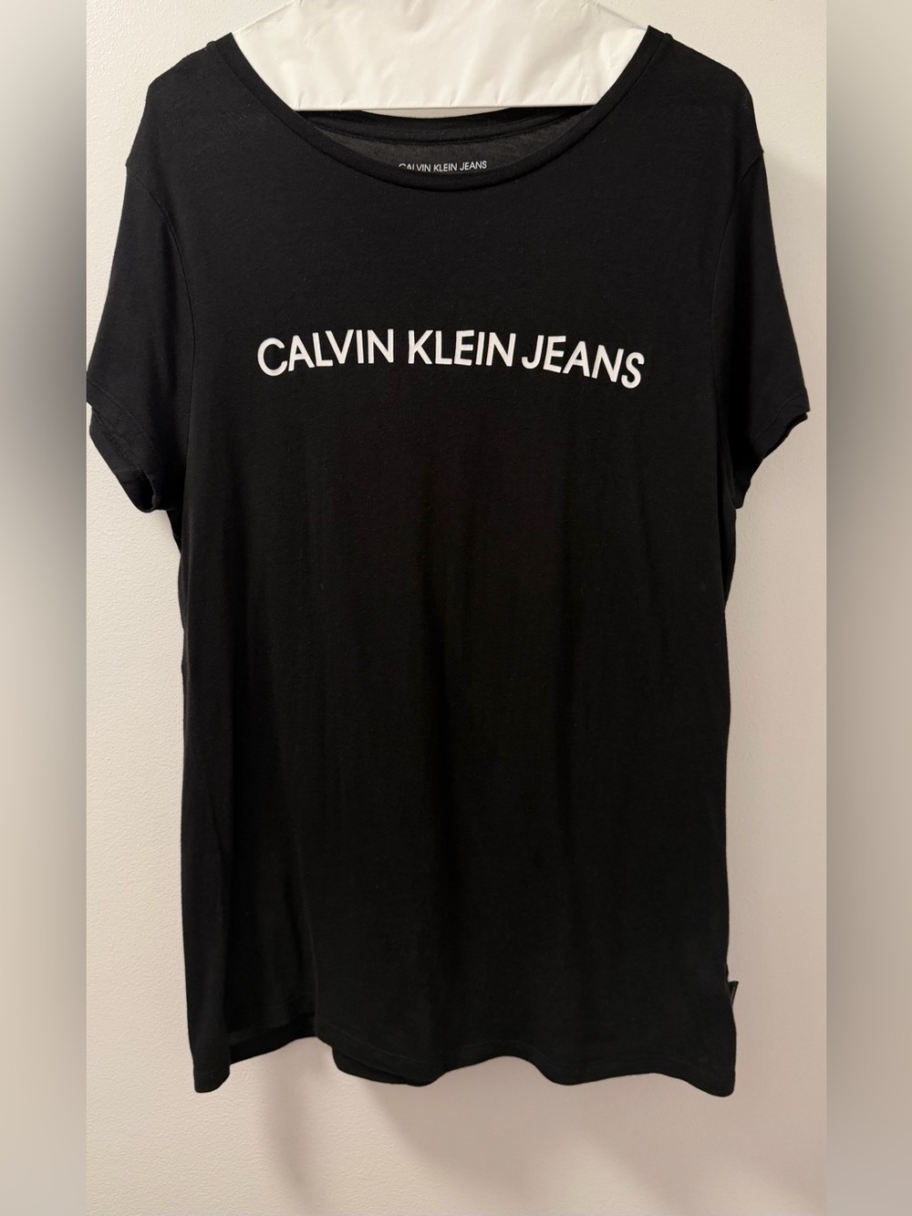 Calvin Klein Jeans Black Logo Relaxed T-Shirt L Flaw